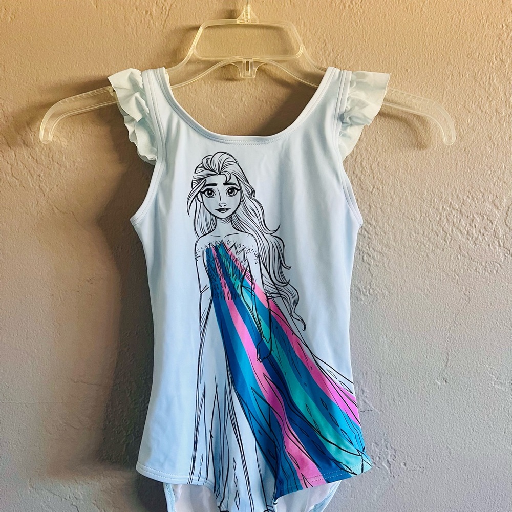 NWOT Frozen Elsa Girls' Swimsuit - Blue and Pink
